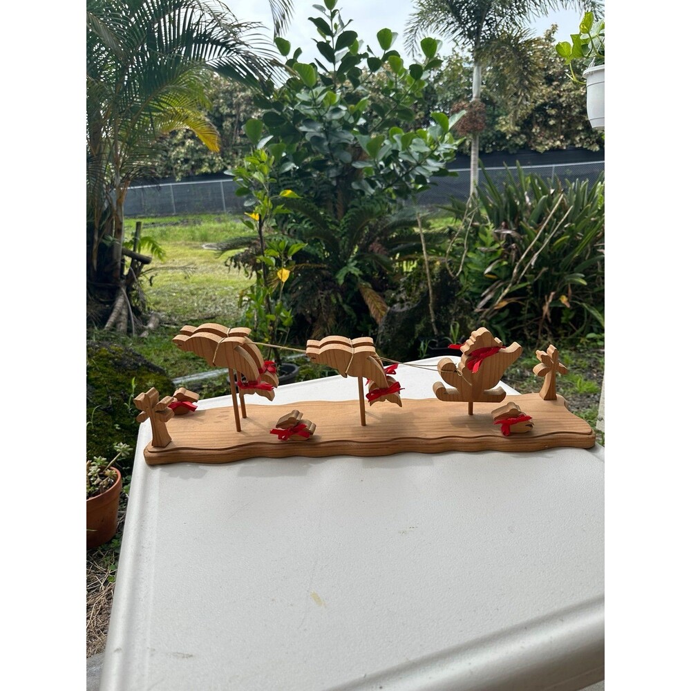 VTG Wee Woodworks Hawaiian Inspired Santa Nai'a Dolphins Pelicans Shelf Sitter